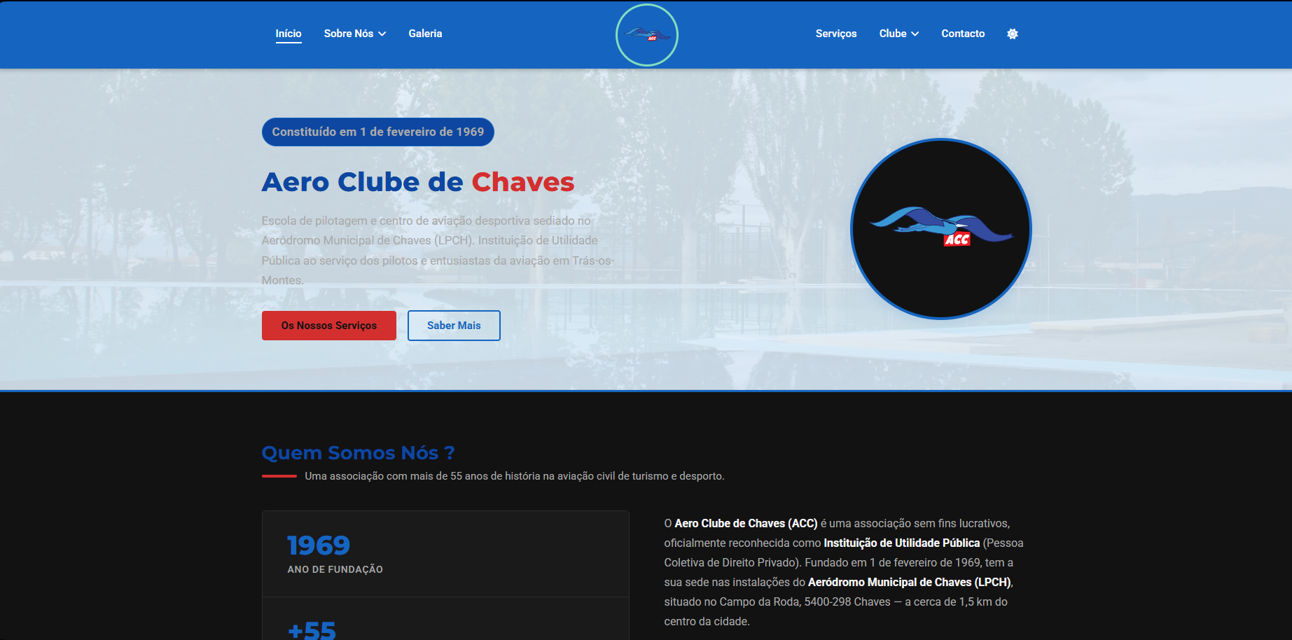 Website AeroClube de Chaves – DrsStudio